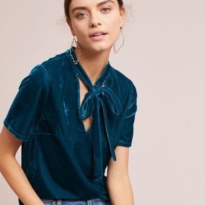 Madewell Royal Blue Velvet Choker Top | Medium